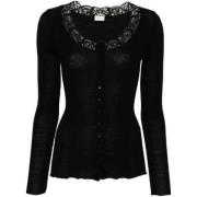 Zwarte Gebreide Cardigan met Textuurpatroon Saint Laurent , Black , Da...