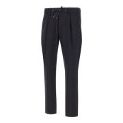 Blauwe Crepe Elastische Taille Broek Herno , Blue , Heren