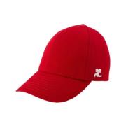 Rode Katoenen Signature Cap Courrèges , Red , Dames