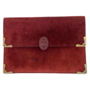 Pre-owned Leather clutches Cartier Vintage , Red , Dames