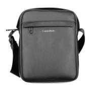 Verstelbare Schoudertas Zwart Logo Rits Calvin Klein , Black , Dames