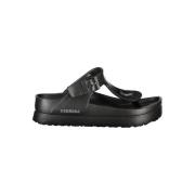 Zwarte Polyethyleen Flip Flops met Enkelband Carrera , Black , Dames