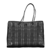 Zwarte Schoudertas met Kettinghandvatten Calvin Klein , Black , Dames