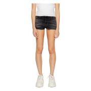 Zwarte Jeansshorts met Ritssluiting Tommy Hilfiger , Black , Dames