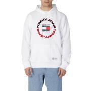 Witte Print Hoodie voor Mannen Tommy Hilfiger , White , Heren