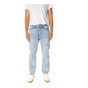 Relaxed Fit Mid Waist Jeans Denham , Blue , Heren