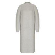 Turtle Neck Gebreide Jurk Volumineuze Mouwen Drykorn , Gray , Dames