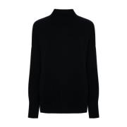 Mockneck Sweater 5GG Flat Knit Allude , Black , Dames