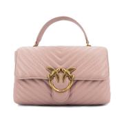 Gewatteerde Nappa Leren Tas met Chevron Patroon Pinko , Pink , Dames