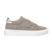 Studded Leren Platform Sneaker Alma EN Pena , Beige , Dames