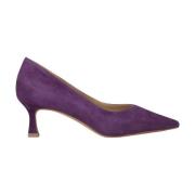 Puntige Neus Middelhoge Leren Schoen Alma EN Pena , Purple , Dames