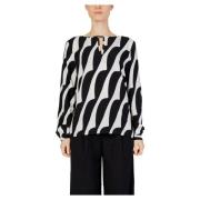 Blouse met lange mouwen en ronde hals Street One , Black , Dames