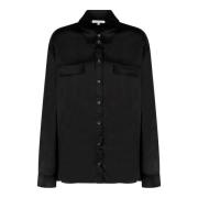 Zwarte Shirt met Zakken en Logo Patrizia Pepe , Black , Dames