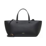 Zwarte Leren Zegelzak Jil Sander , Black , Dames