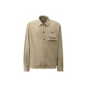 Gepantserde Stretch Satijn Knoopshirt C.p. Company , Beige , Heren