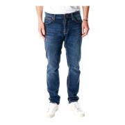 Slim Straight Fit Jeans met Comfort Stretch Nudie Jeans , Blue , Heren