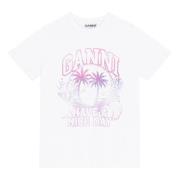 Witte Crew Neck Korte Mouw T-shirt Ganni , White , Dames