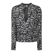 Zwart en wit patroon slim fit blouse Patrizia Pepe , Multicolor , Dame...