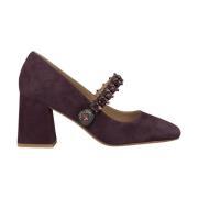 Vierkante teen Hak Schoen met Versierde Band Alma EN Pena , Purple , D...