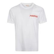 Logo T-shirt Casual Mode Marni , White , Heren