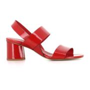 Rode Leren Sandalen DEL Carlo , Red , Dames