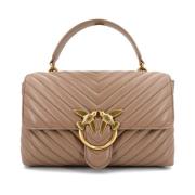 Gewatteerde leren tas met Chevron-patroon Pinko , Brown , Dames