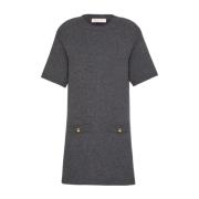 Grijze Wollen Trui met Knoopdetails Valentino Garavani , Gray , Dames