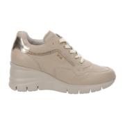 Leren Sneakers voor Vrouwen Nerogiardini , Beige , Dames