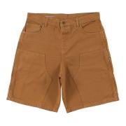 Bruine Shorts met Groene Patch Garment Workshop , Brown , Heren