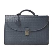 Pre-owned Leather briefcases Bottega Veneta Vintage , Blue , Heren