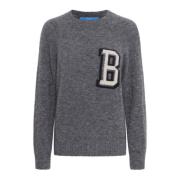 Raglan Gebreid met Stoere Borstprint Ball , Gray , Dames