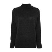 Mockneck Sweater 5GG Flat Knit Allude , Black , Dames