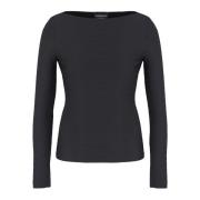 Geribbelde Jersey Trui Boothals Lange Mouw Emporio Armani , Black , Da...