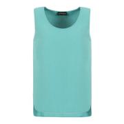 Sablé Ronde Hals Mouwloze Shirt Emporio Armani , Green , Dames