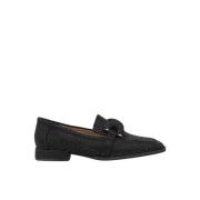 Glitter Moccasin met Square Toe Alma EN Pena , Black , Dames