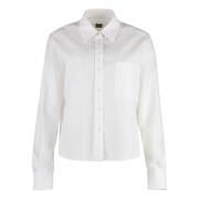 Gestreept Katoenen Shirt met Voorzak Hugo Boss , White , Dames