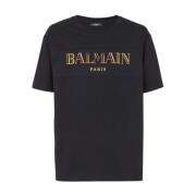 Zwarte T-shirts & Polos voor Mannen Balmain , Black , Heren