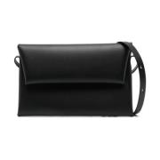 Zwarte Leren Schoudertas Jil Sander , Black , Heren