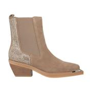 Vierkante neus Glanzende Bootie met elastiek Alma EN Pena , Beige , Da...