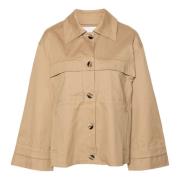 Beige Jas met Knoopdetail Ganni , Beige , Dames