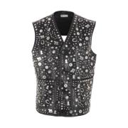 Studded Leather Black Jacket Bally , Black , Dames