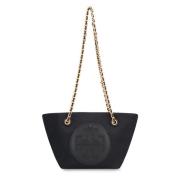 Nylon Messenger Tas met Kettingband Tory Burch , Black , Dames