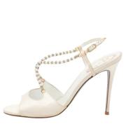 Pre-owned Satin sandals René Caovilla Pre-owned , White , Dames