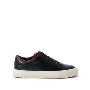 Zwarte Leren Lage Sneakers Moncler , Black , Heren