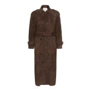 Delicioso Suede Trenchcoat Jas My Essential Wardrobe , Brown , Dames