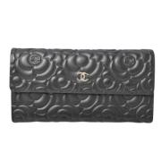 Pre-owned Leather wallets Chanel Vintage , Black , Dames