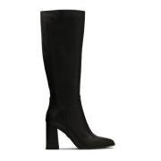 Minimalistische zwarte zachte leren laarzen Kazar , Black , Dames