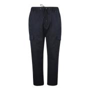 Katoenen Cargo Broek met Elastische Taille Moncler , Blue , Heren