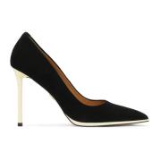 Zwarte suède pumps met gouden hak Kazar , Black , Dames