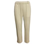 Elastische Taille Broek met Riemlussen Mauro Grifoni , Beige , Dames